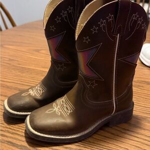 Shyanne Kids Brown Boots with Rainbow Accents
